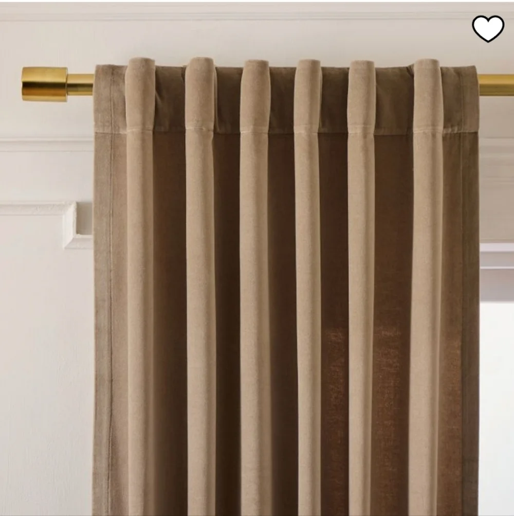 West Elm Cotton Velvet Curtain, Color Elm, Size 48×108 In, Retail $169.00US